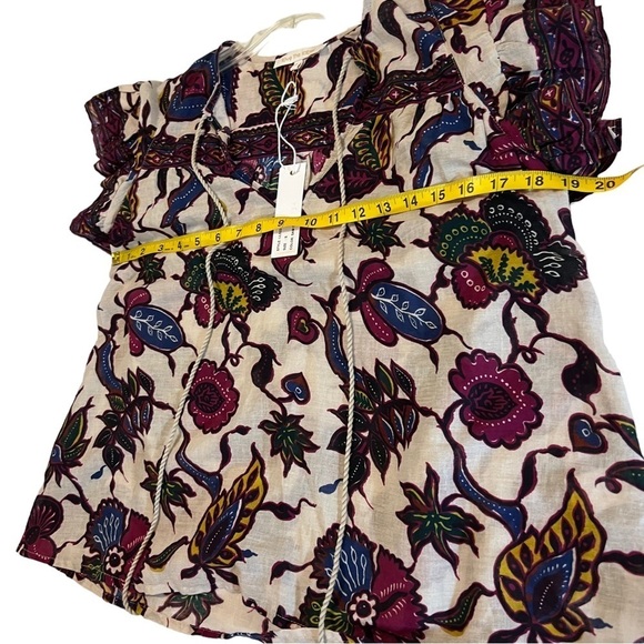 Love the Label New Ruffle Flutter Sleeve Floral Print V Neck Blouse Shirt S Boho - Picture 11 of 15